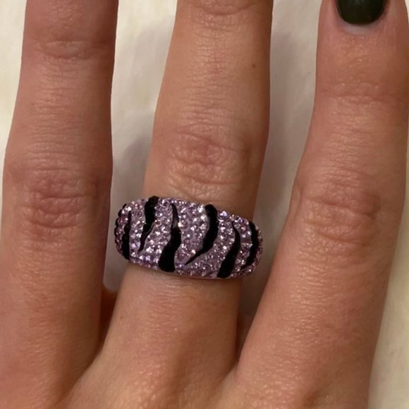 Wild Purple Zebra Crystal Ring - Picture 1 of 2
